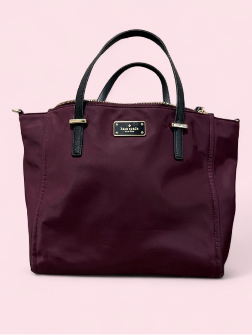 kate spade Burgundy Tote with Black Handles